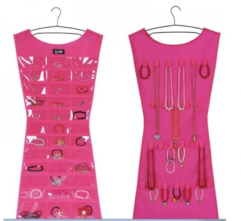 Závěsný organizér na šperky a náušnice Little Dress - růžový