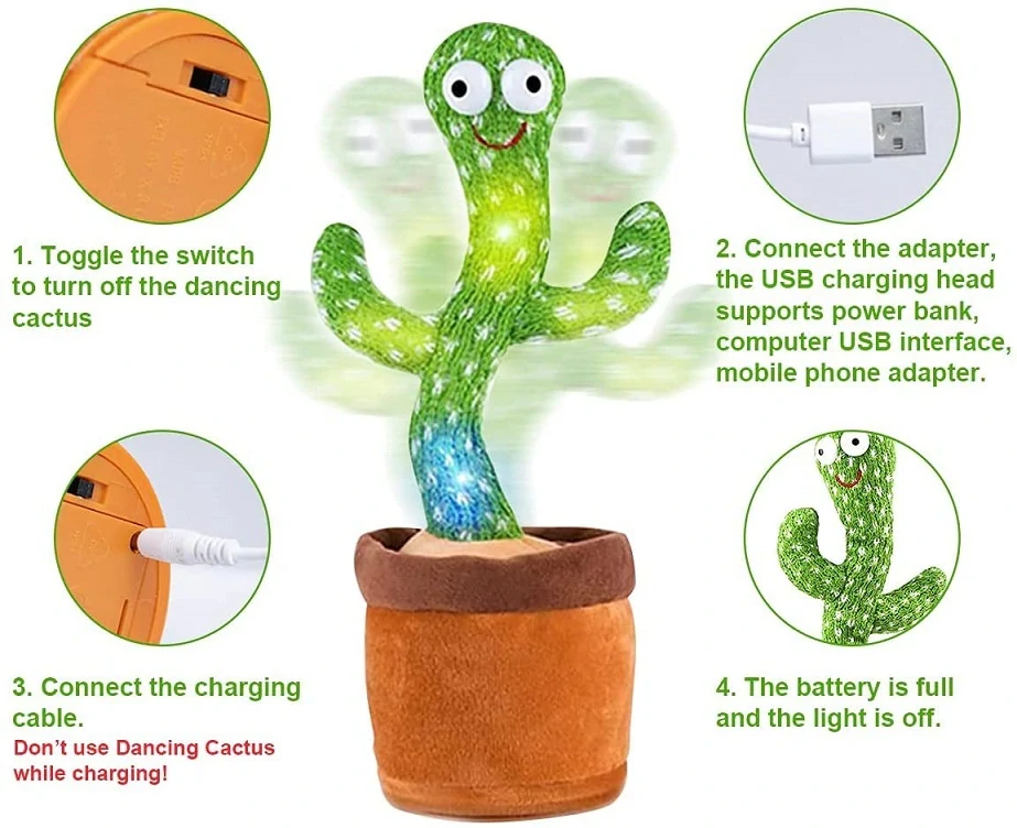 Zpívající a tančící kaktus USB kabel