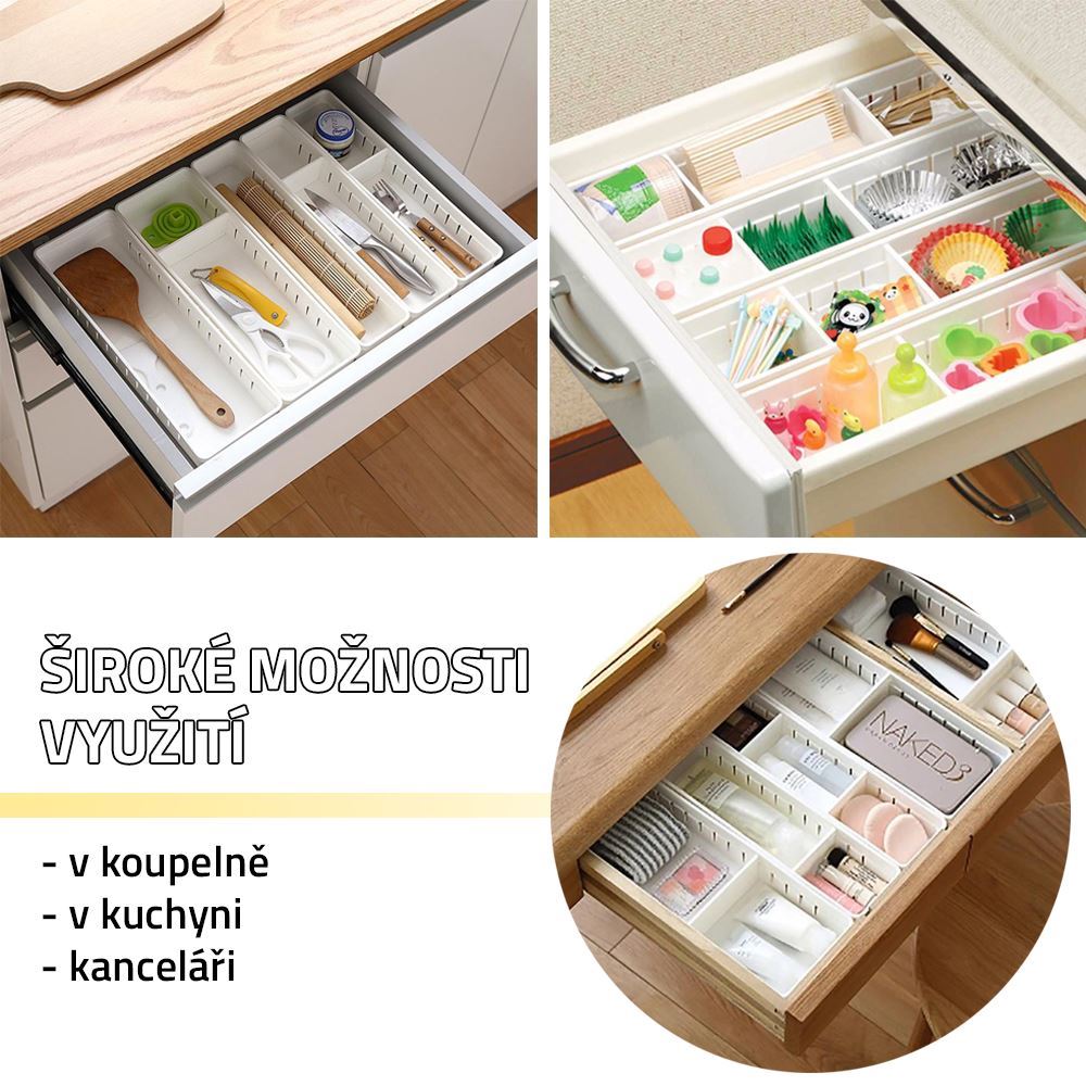 4L 7464 Organizér do šuplíku - bílý