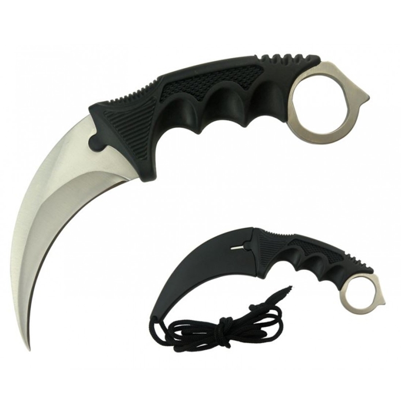 Nůž karambit s pouzdrem - stříbrný
