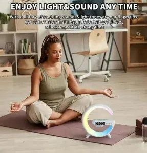 Bluetooth reproduktor s LED lampou a bezdrátovou nabíječkou G63