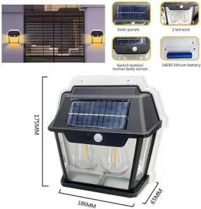 Solární nástěnná LED lampa se senzorem HW 999-2W