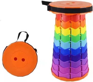 Teleskopická skládací židlička - oranžová/multikolor