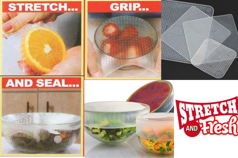 Silikonová víčka na potraviny Stretch Fresh - transparentní