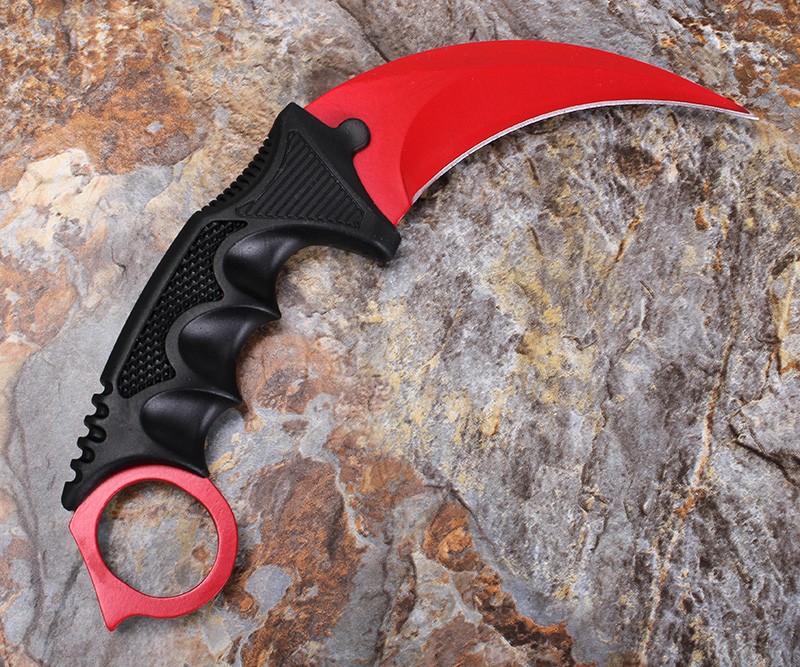 Nůž karambit s pouzdrem - červený