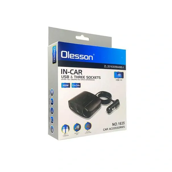 Rozbočovač a nabíječka do autozapalovače - Olesson USB 1635
