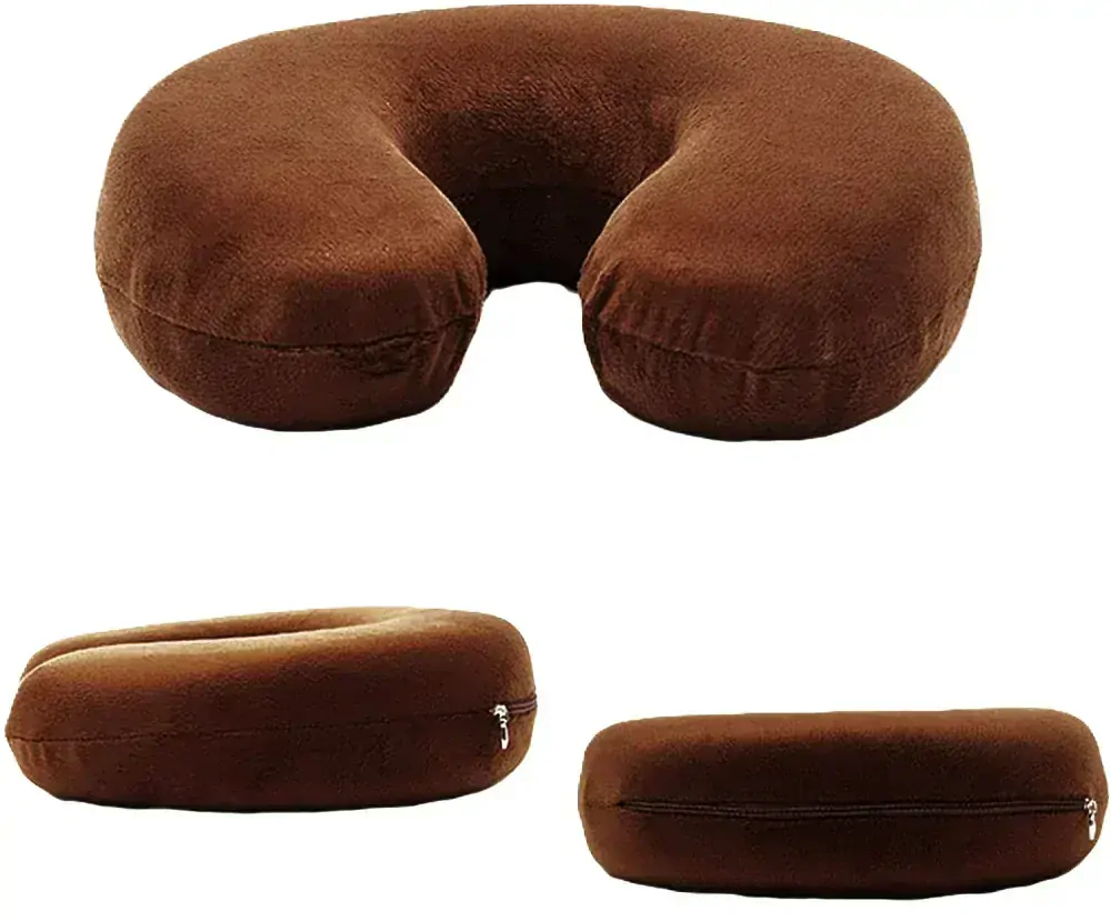 Cestovní polštář s paměťovou pěnou - hnědý