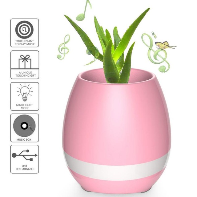 Bluetooth reproduktor ve tvaru květináče - růžový