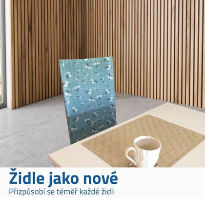 Elastický potah na židli - modrý se vzorem