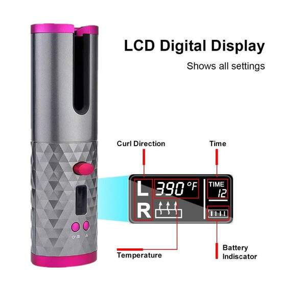 Bezdrátová kulma na vlasy LCD displej