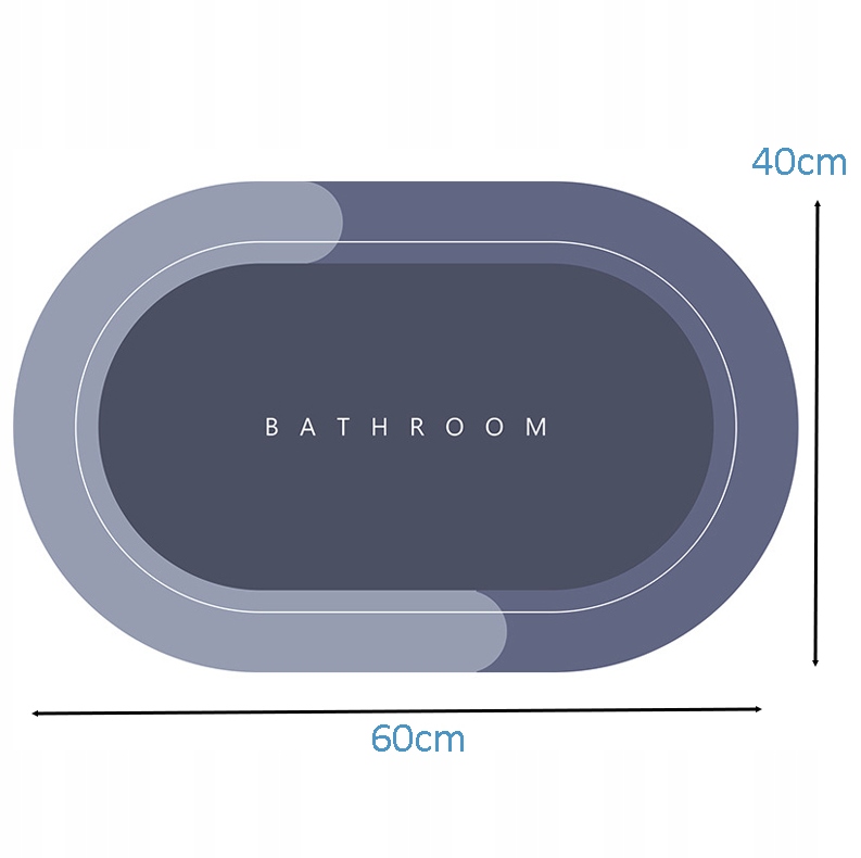 Absorpční rychleschnoucí předložka Bathroom 40x60cm modrá - model oválný
