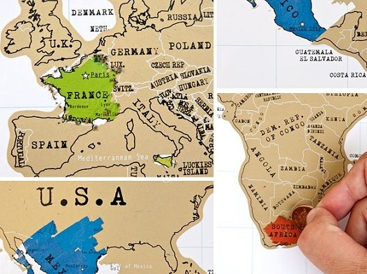 Stírací mapa světa