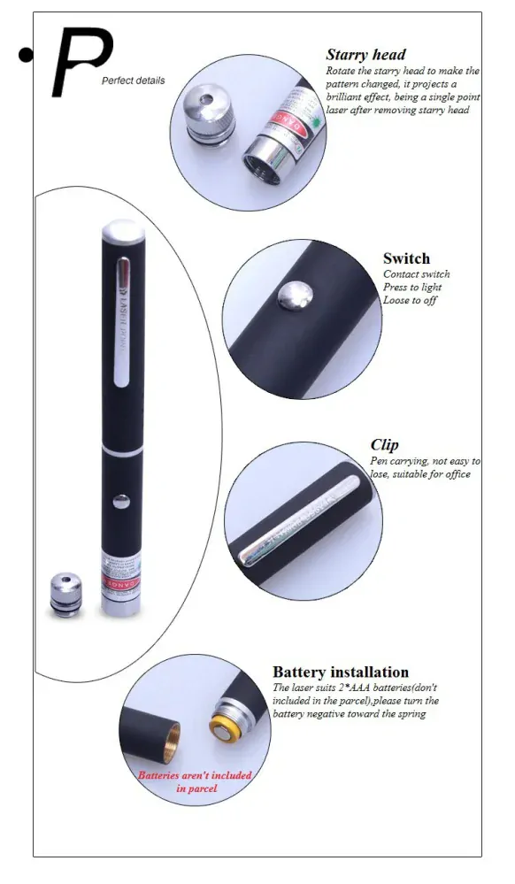 Ukazovátko zelený laser 5v1 Black - Green Laser Pointer černý