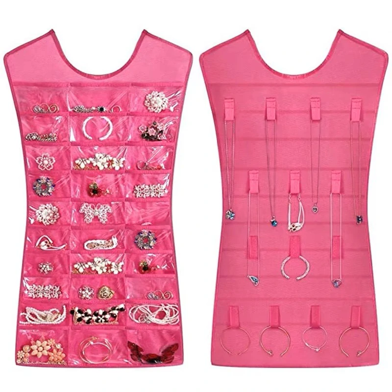Závěsný organizér na šperky a náušnice Little Dress - růžový