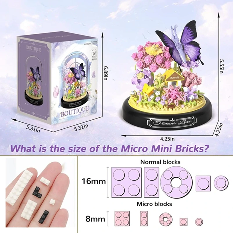 Stavebnice botanická zahrada s květy YKO Boutique P2281 - motýl
