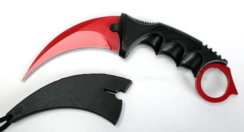 Nůž karambit s pouzdrem - červený