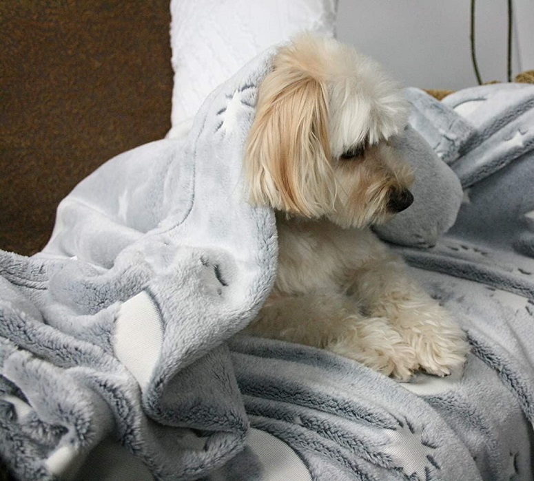 Svítící deka Magic Blanket šedá s měsícem - 92x165 cm