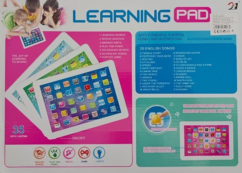 Chytrý vzdělávací tablet pro děti Learning Pad - růžový