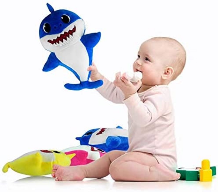 Plyšová hračka žralok Baby Shark se zvukem - modrý