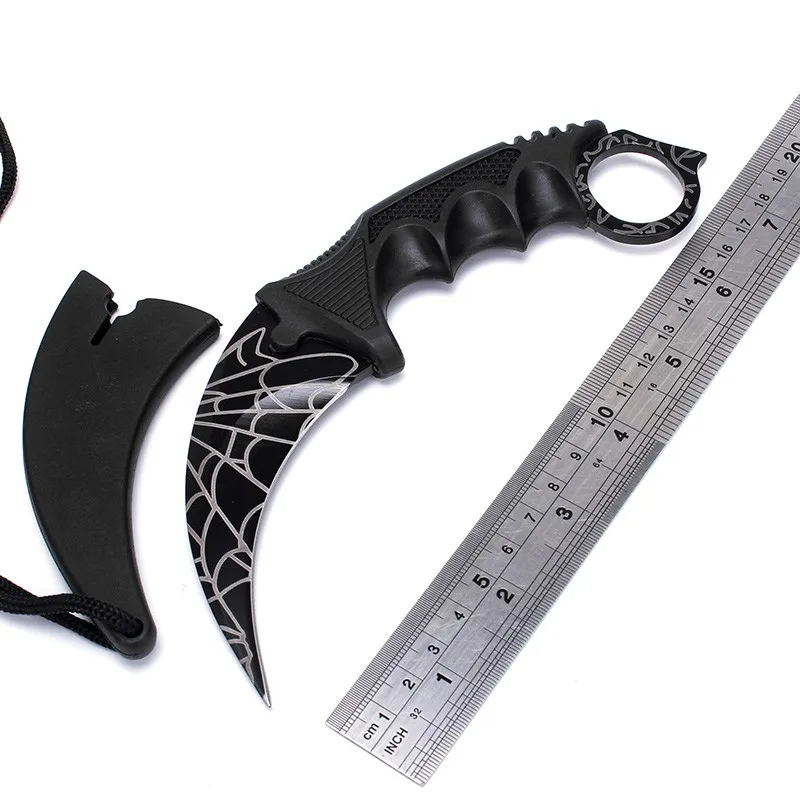Nůž karambit s pouzdrem - černý se vzorem