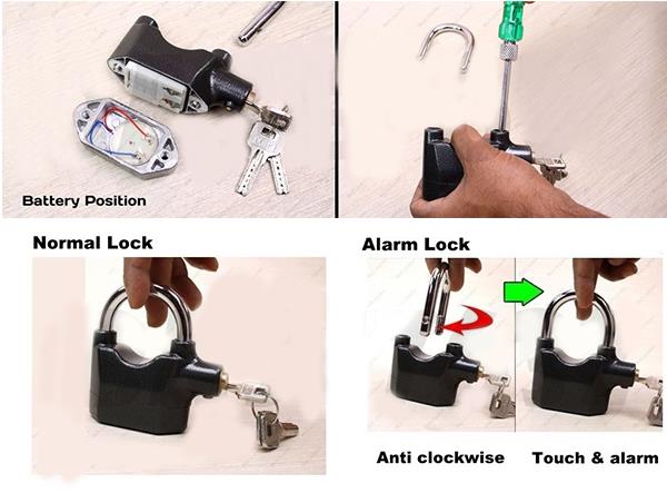 Visací zámek s alarmem - Alarm Lock 110db
