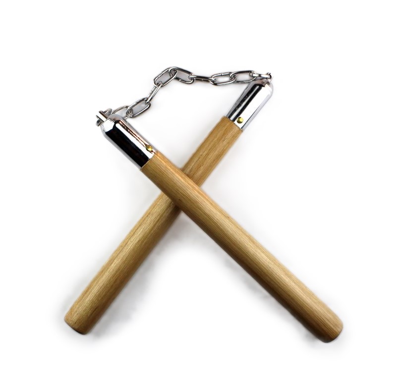 Nunchaku Bruce Lee - dřevěné nunčaky s kovovým řetězem