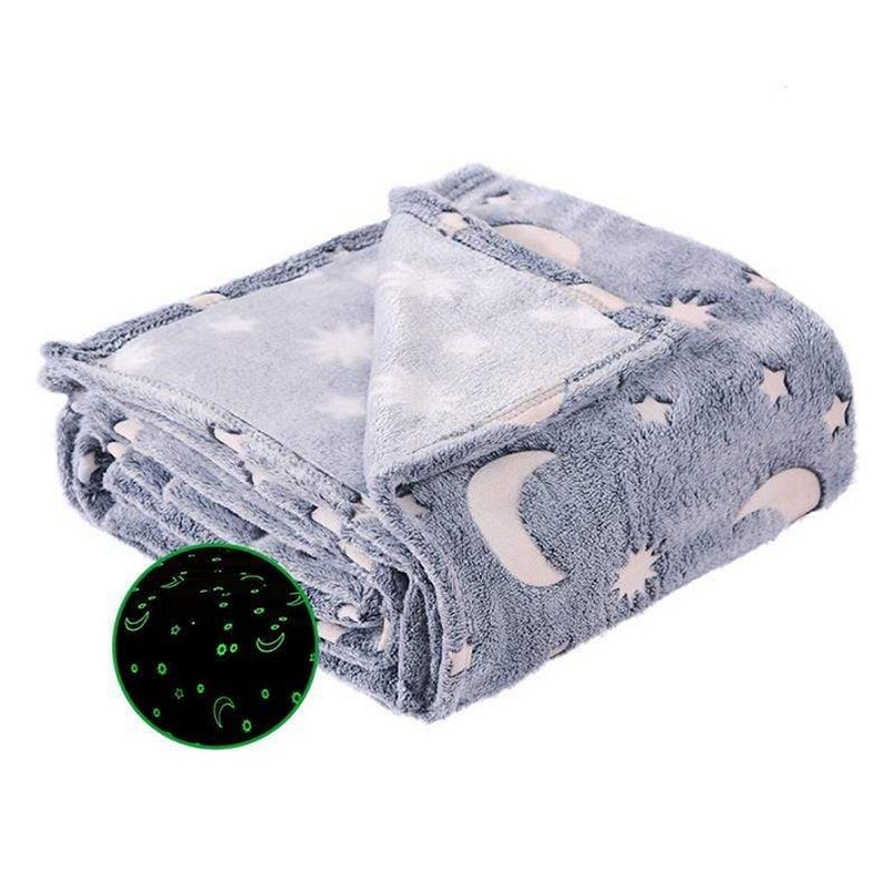Svítící deka Magic Blanket šedá s měsícem - 92x165 cm